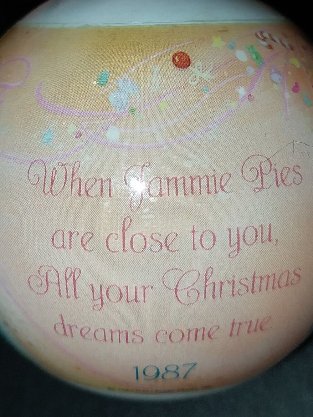 Hallmark Keepsake Glass Round Ball Ornament Jammie Pies 1987